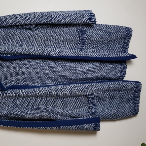 Rodier Paris cardigan sweater longline, made in Paris France, blue, wool. Large - Picture 3 of 8